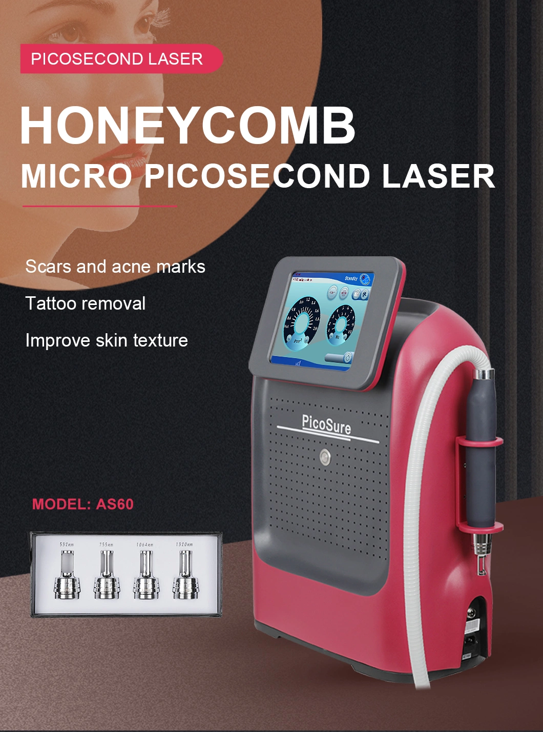 Hot Sale Skin Rejuvenation Portable Pico Laser Tattoo Removal Machines for Beauty Salon